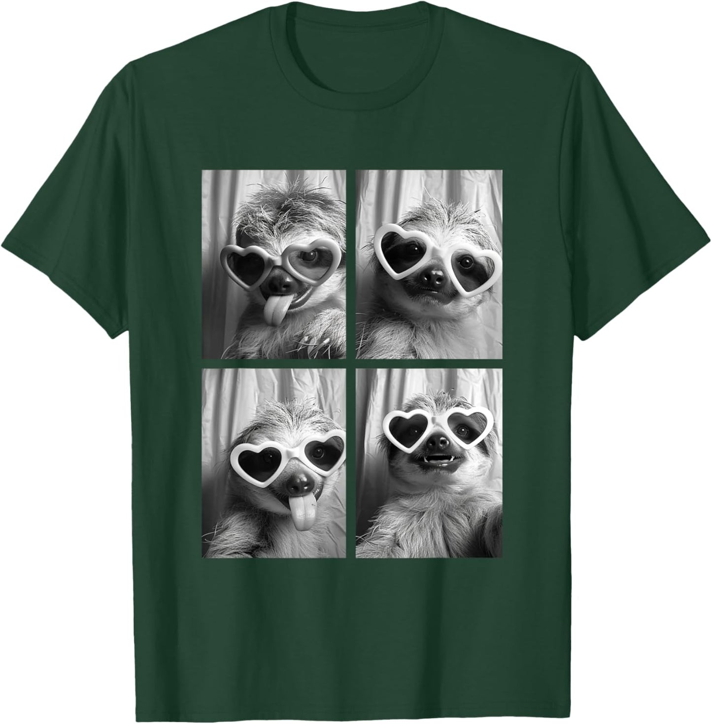 Cute Sloths with Hearts Sunglasses Funny Valentine's Day T-Shirt - T-Shirt | Forest