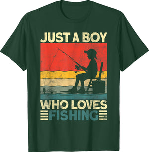 Funny Vintage Fishing Jokes Boys Fisherman Bass Fish T-Shirt - T-Shirt | Forest