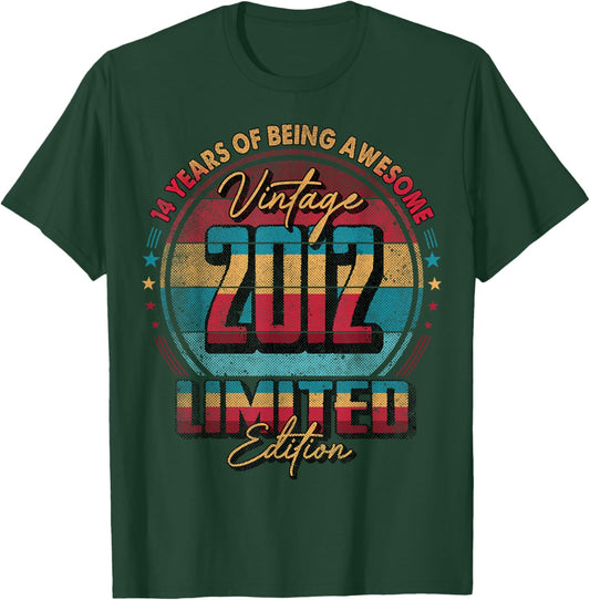 Vintage 2012 Limited Edition Shirt 14 Year Old 14th Birthday T-Shirt - T-Shirt | Forest