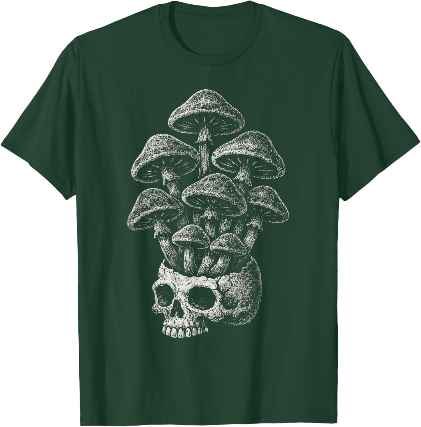 Mushroom Skull Grunge Alt Goth Skeleton Forest Aesthetic T-Shirt - T-Shirt | Forest