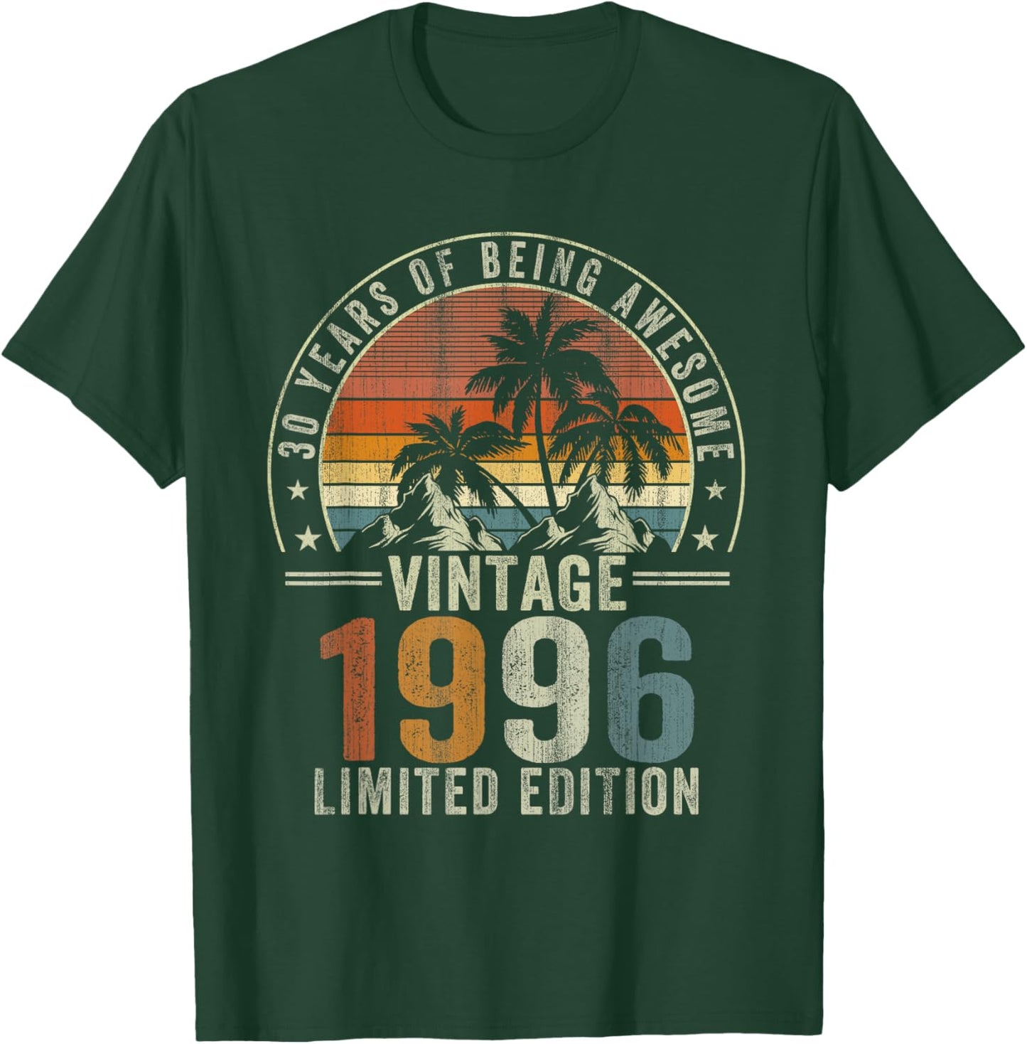 Vintage 1996 Retro 30th Birthday 30 Years of Being Awesome T-Shirt - T-Shirt | Forest