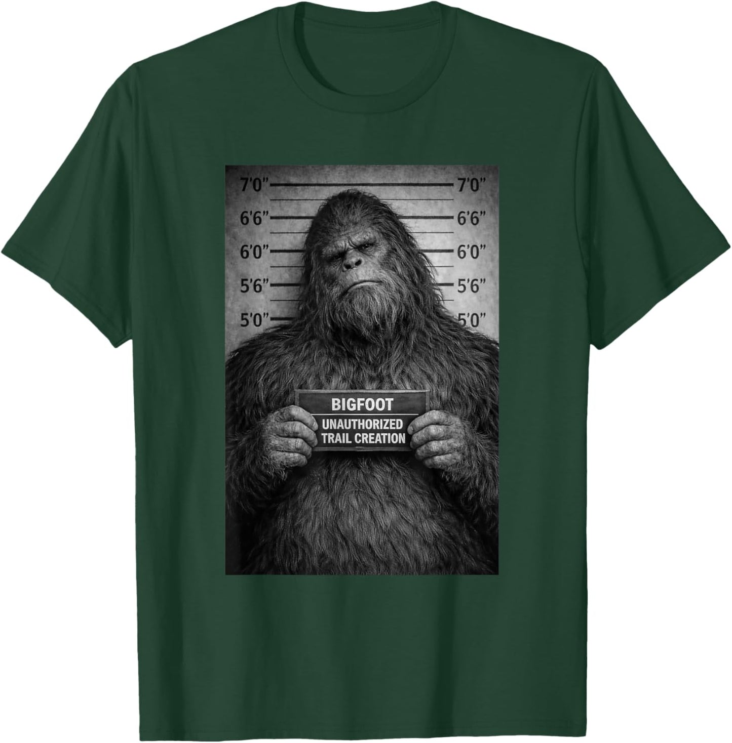 Sasquatch Mugshot Outdoor Humor Design T-Shirt - T-Shirt | Forest