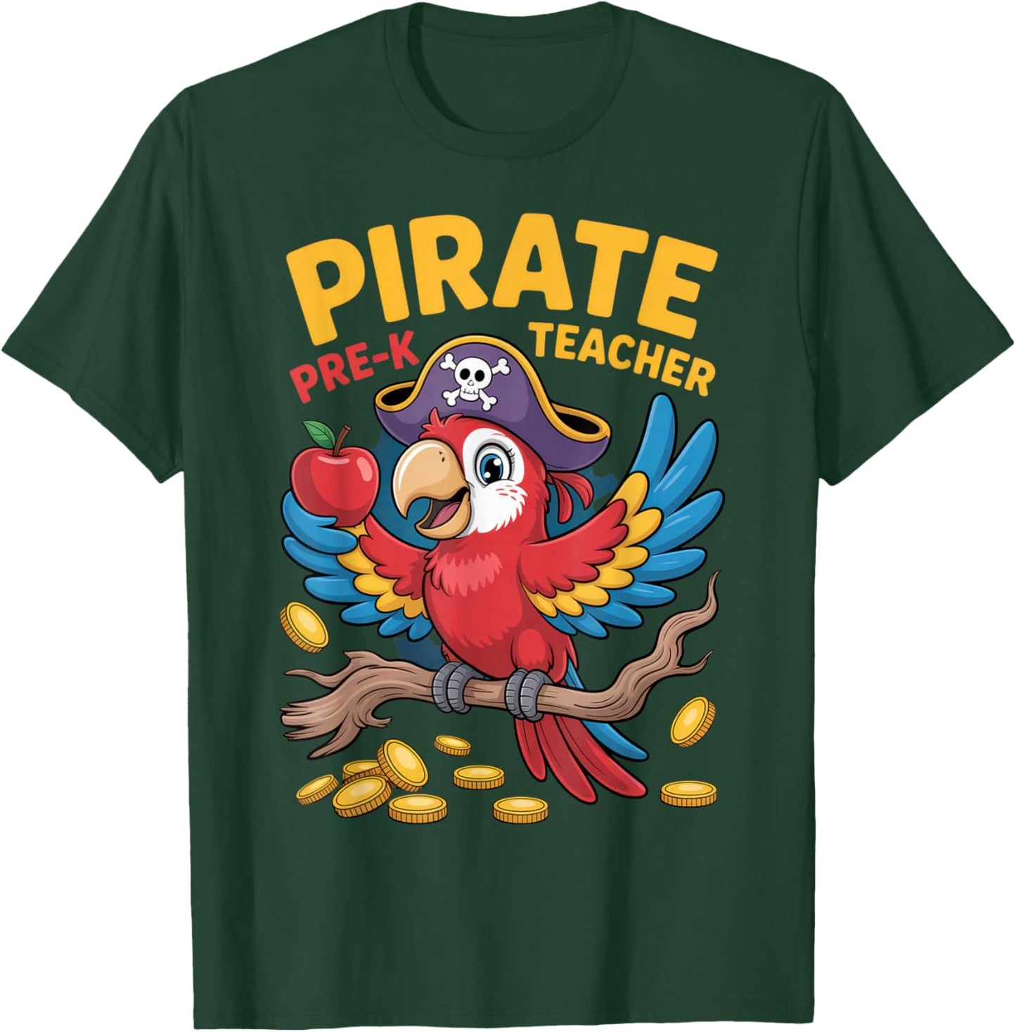 Pirate Pre-K Teacher Parrot Outfit for Fun Classroom T-Shirt - T-Shirt | Forest