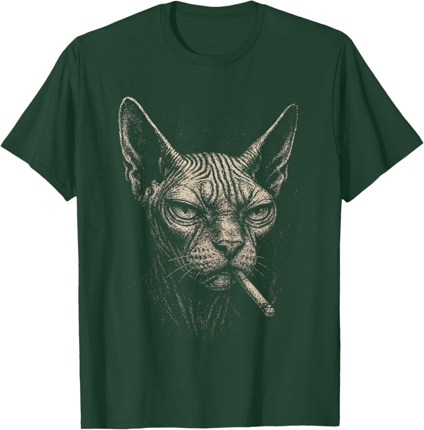 Cigarette Funny Smoking Sphynx Cat Meme Stupid for Dad T-Shirt - T-Shirt | Forest