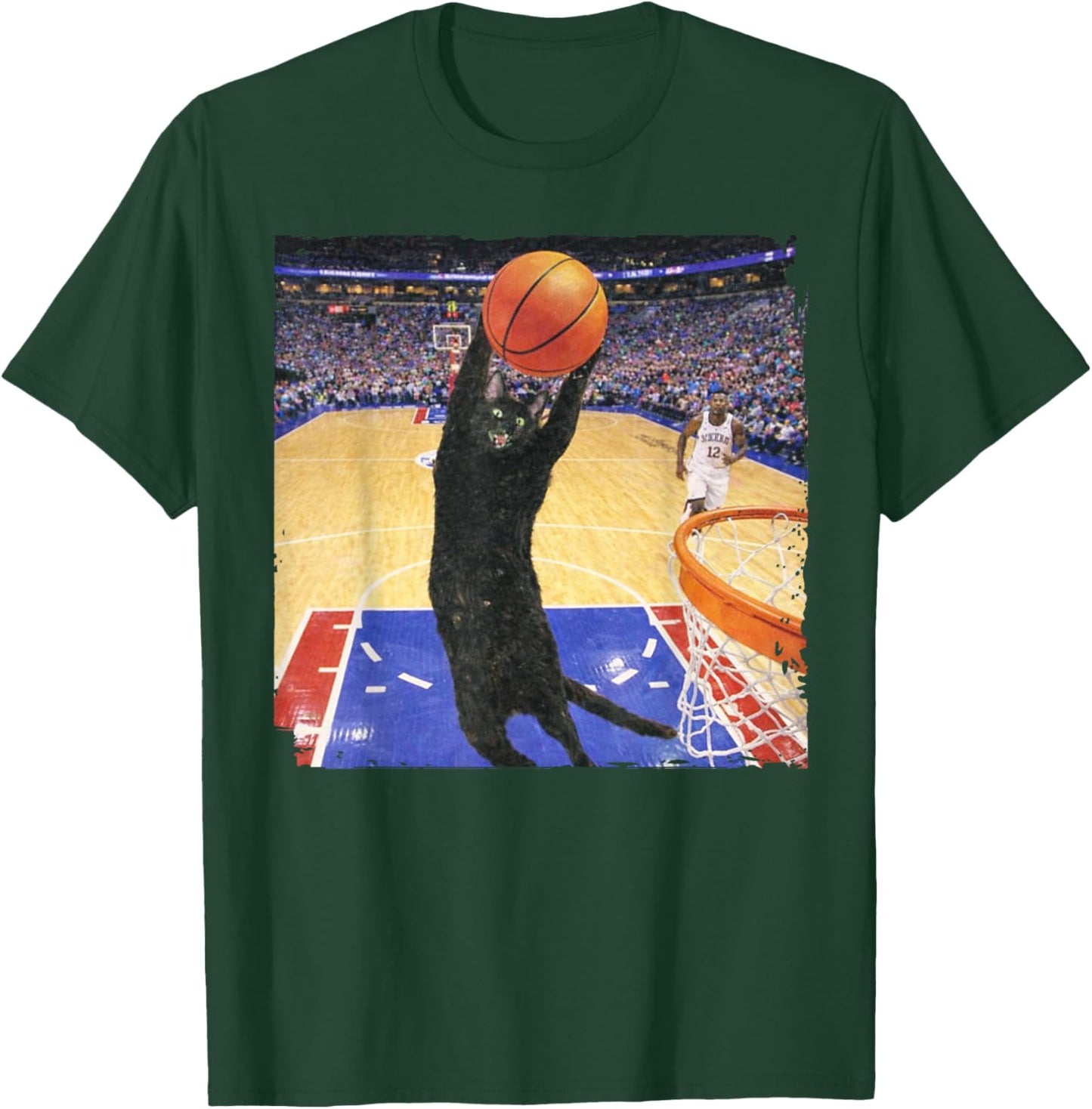 Funny Basketball Black Cat Vintage Hacker Cat Meme T-Shirt - T-Shirt | Forest