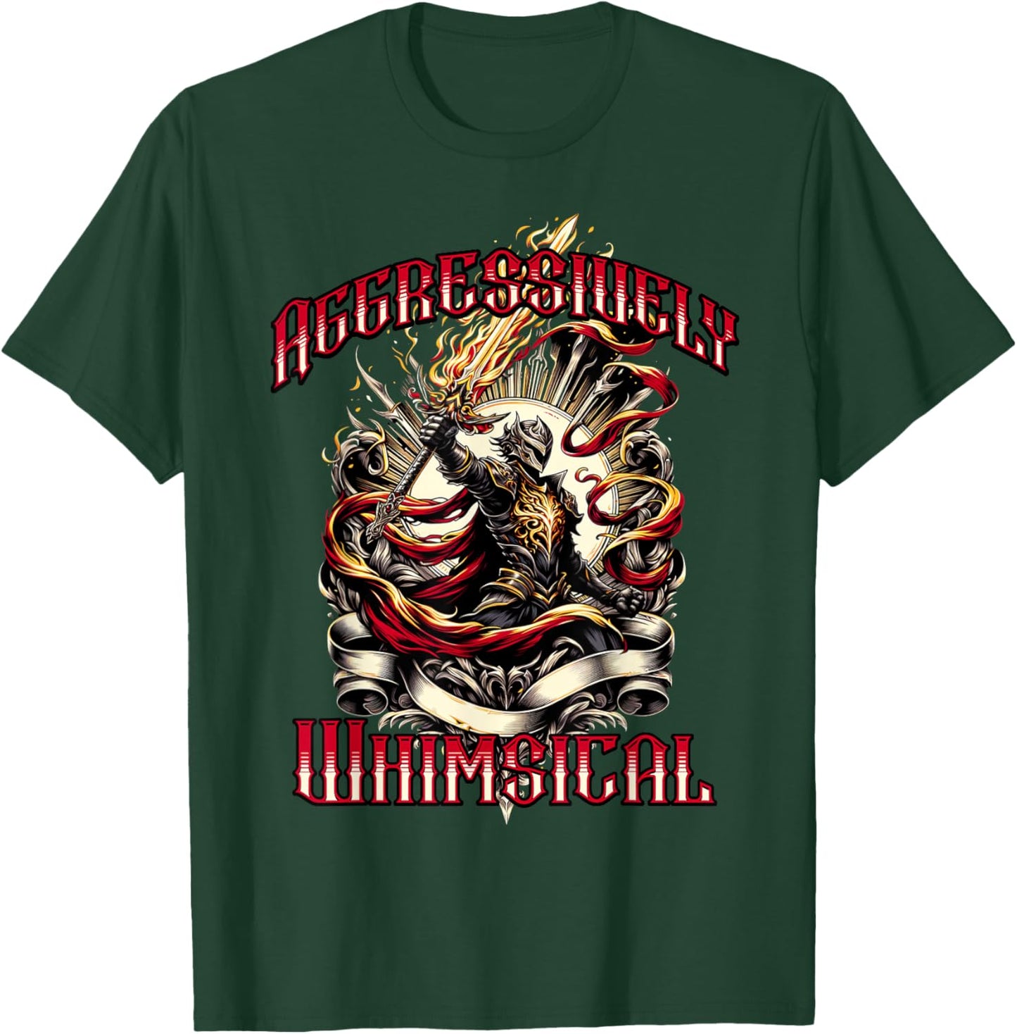 Aggressively Whimsical Knight Warrior T-Shirt - T-Shirt | Forest