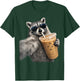 Funny Raccoon Drinking iced Coffee T-Shirt - T-Shirt | Forest
