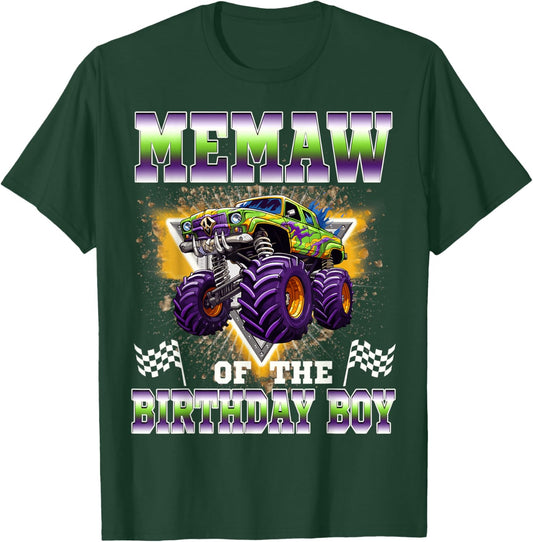 Memaw of The Birthday Boy Monster Truck Birthday Family T-Shirt - T-Shirt | Forest