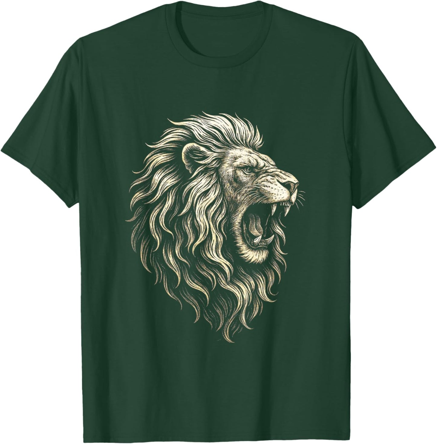 Roaring Lion Art - Fierce Animal Nature T-Shirt - T-Shirt | Forest