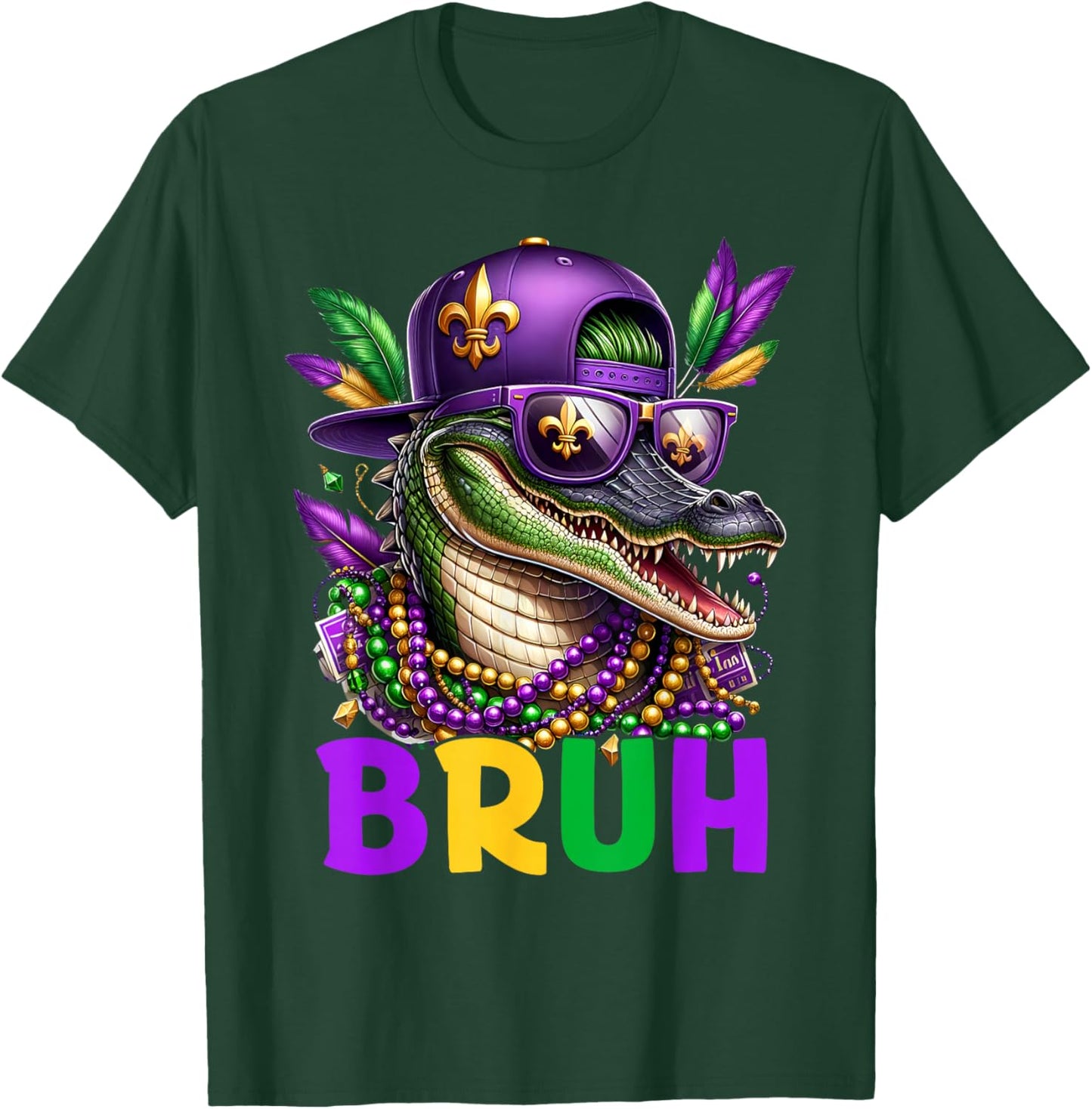 Mardigator Alligator Bruh Mardi Gras Costume Teens Boys Kids T-Shirt - T-Shirt | Forest