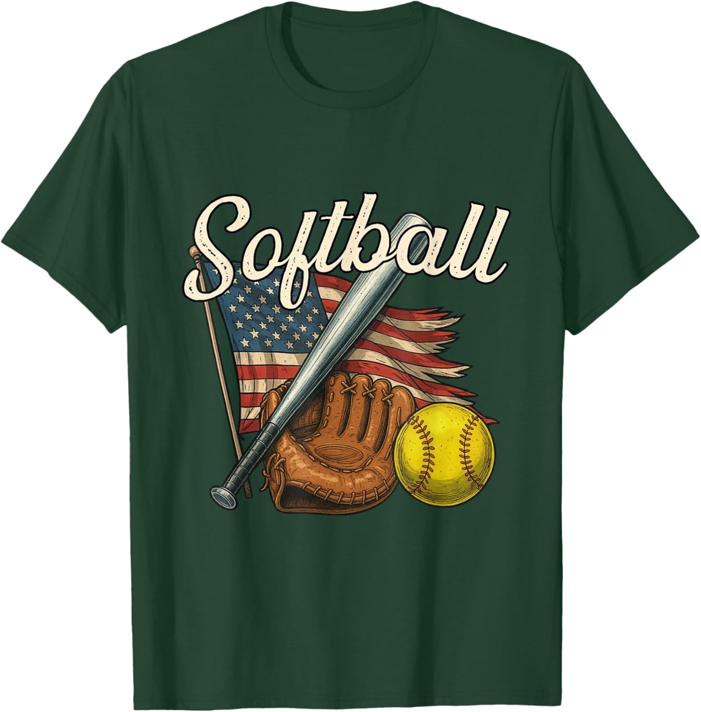 Softball - Softball Lover Softball Player Softballer T-Shirt - T-Shirt | Forest