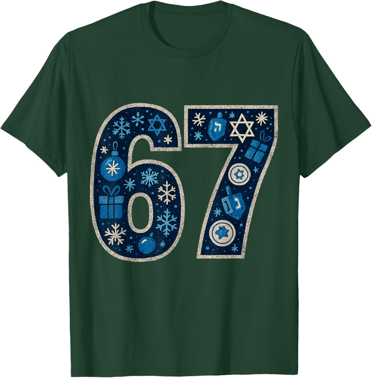 Hanukkah 67 Festive Dreidel Gelt Design Six Seven 6 7 T-Shirt - T-Shirt | Forest