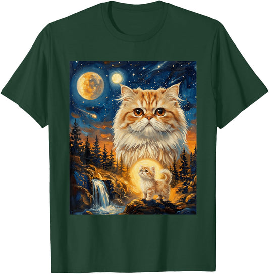 Persian Cat Howling to The Moon T-Shirt - T-Shirt | Forest