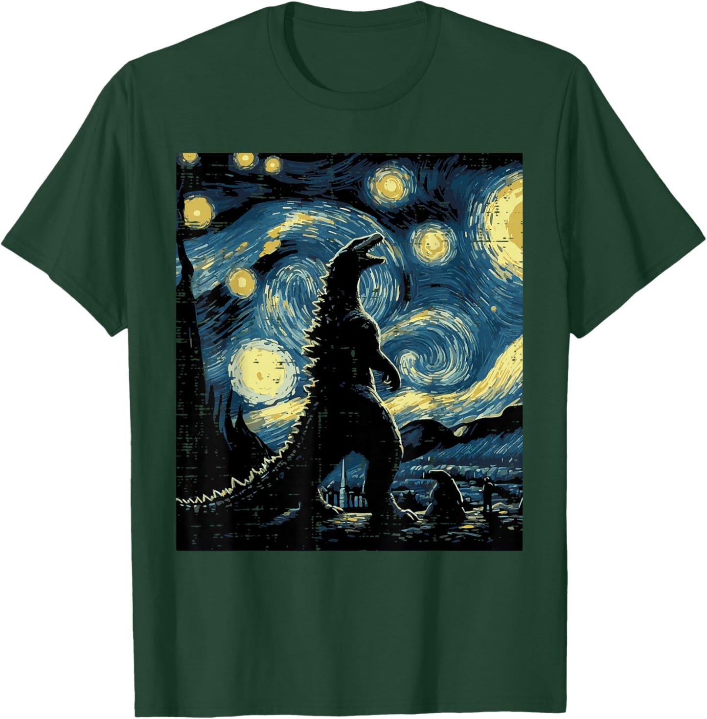 Japanese Monster Starry Night Funny Painting Men Women Kids T-Shirt - T-Shirt | Forest