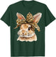 Cute Easter Bunny Face Bow Leopard Rabbit Women Girls T-Shirt - T-Shirt | Forest