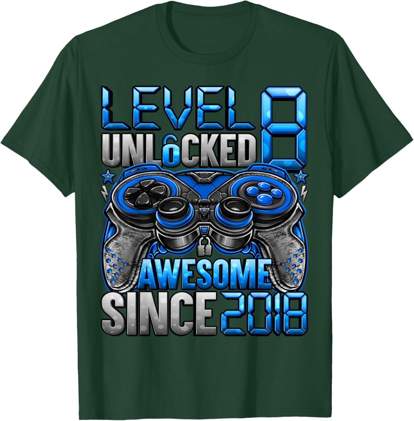 Level 8 Unlocked 8 Year Old Gifts for Boys 8th Birthday Boy T-Shirt - T-Shirt | Forest