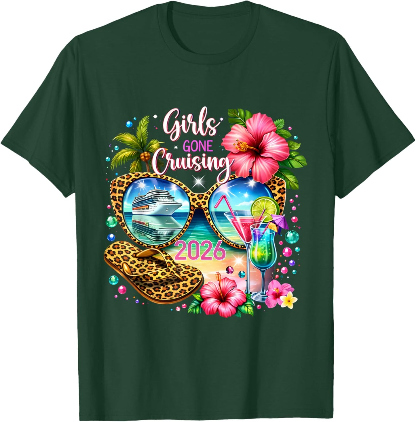 Girls Gone Cruising 2026 Tropical Vacation Party Trip T-Shirt - T-Shirt | Forest