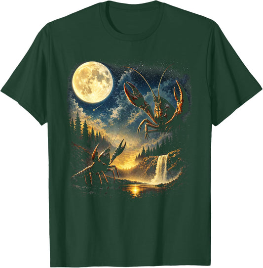 Vintage Three Crawfish Moon Crawfish Howling to The Moon T-Shirt - T-Shirt | Forest