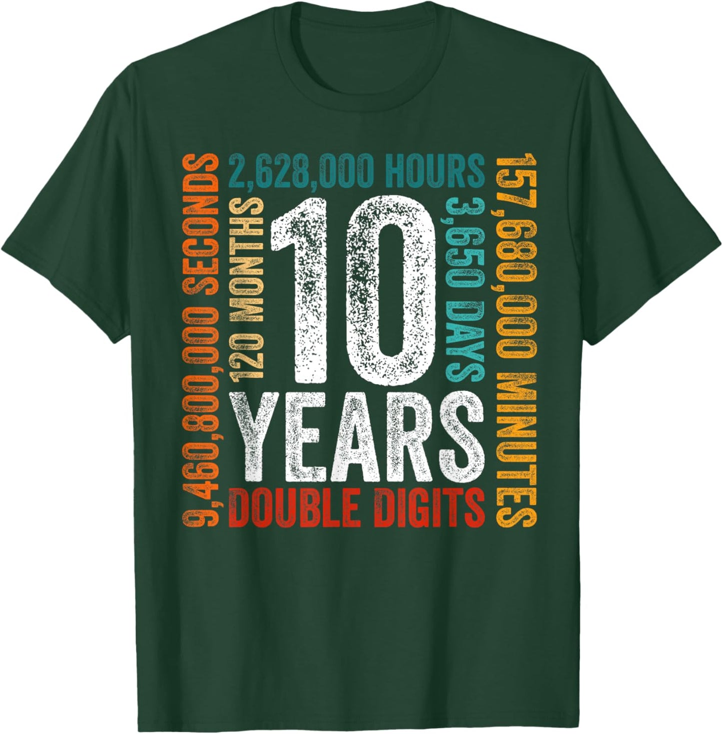 10th Birthday Funny Double Digits 10 Years Boys Girls Kids T-Shirt - T-Shirt | Forest