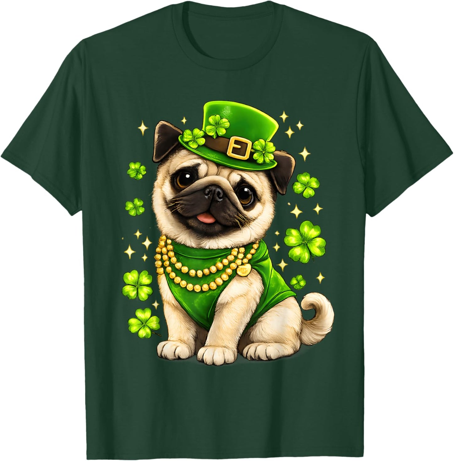 St Patrick's Day Gifts Funny Pug Dog Shamrock Irish Boy Kids T-Shirt - T-Shirt | Forest