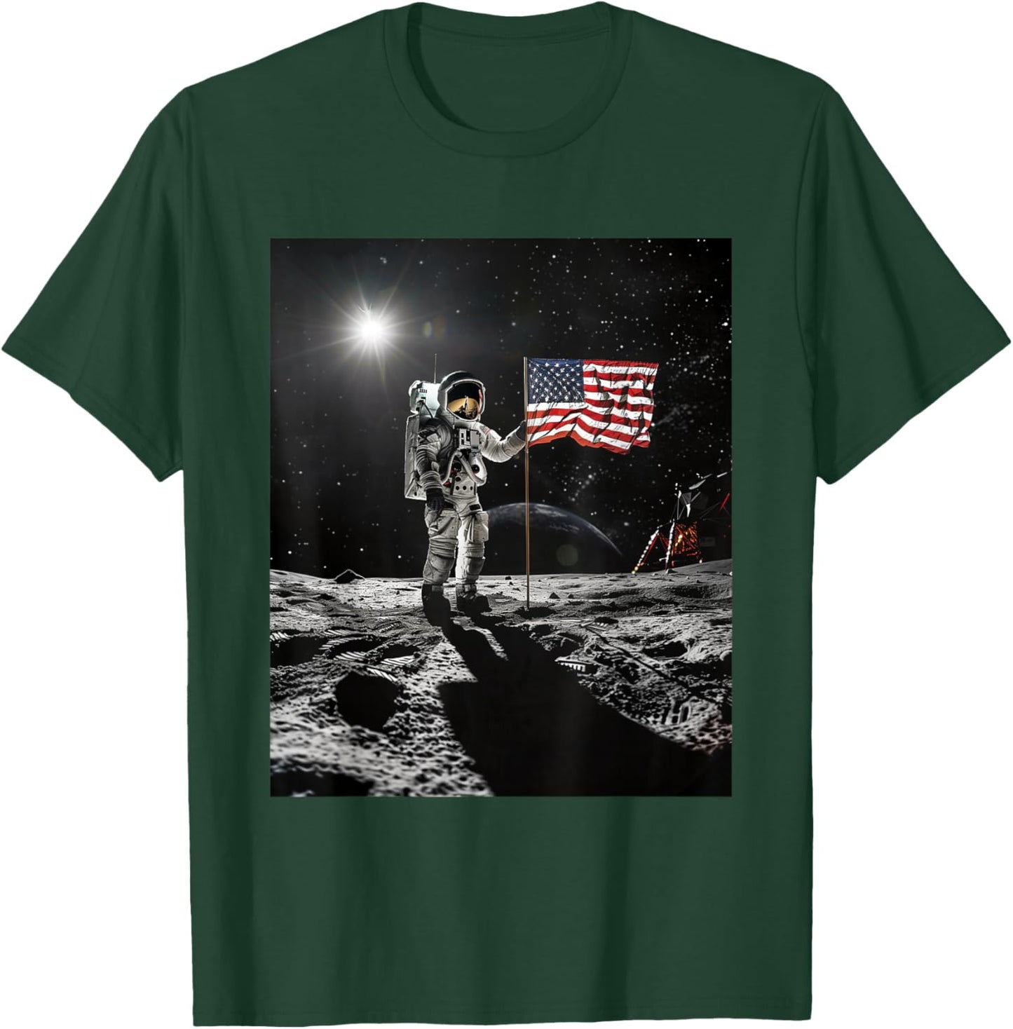 Astronaut on Moon Space Graphic T-Shirt - T-Shirt | Forest