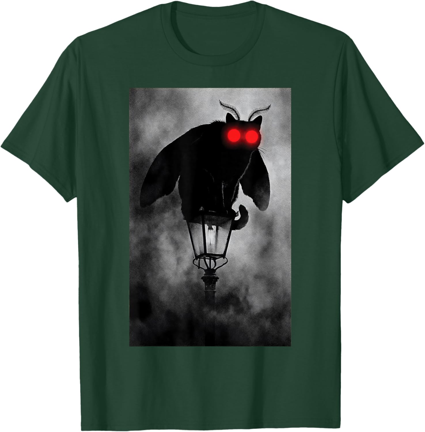 Mothman Cat Cryptid Mashup Red Eyes Gothic Folklore T-Shirt - T-Shirt | Forest