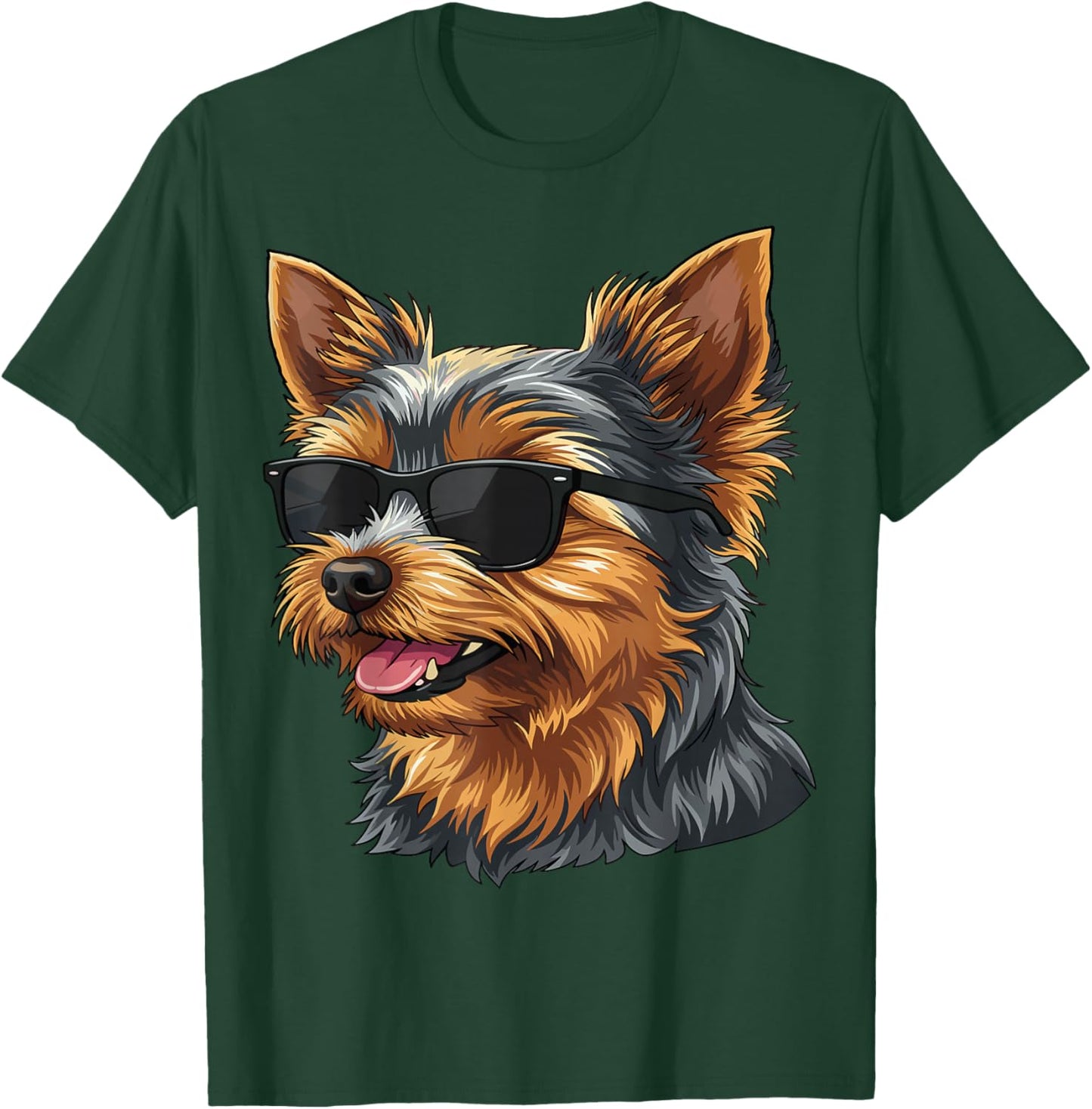 Funny Yorkshire Terrier Lover Retro Dog Sunglasses Dogs Pets T-Shirt - T-Shirt | Forest