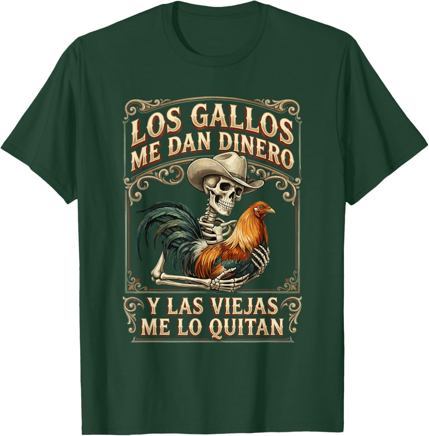 Rooster Vaquero Spanish Phrase Art T-Shirt - T-Shirt | Forest