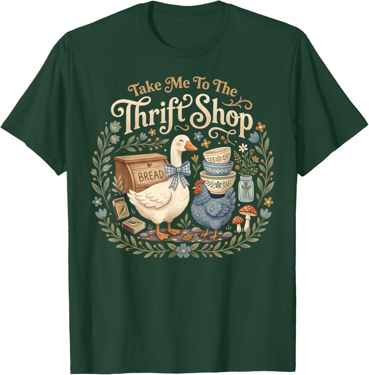 Take Me to The Thrift Shop Cute Grandma Core Antiquing Women T-Shirt - T-Shirt | Forest