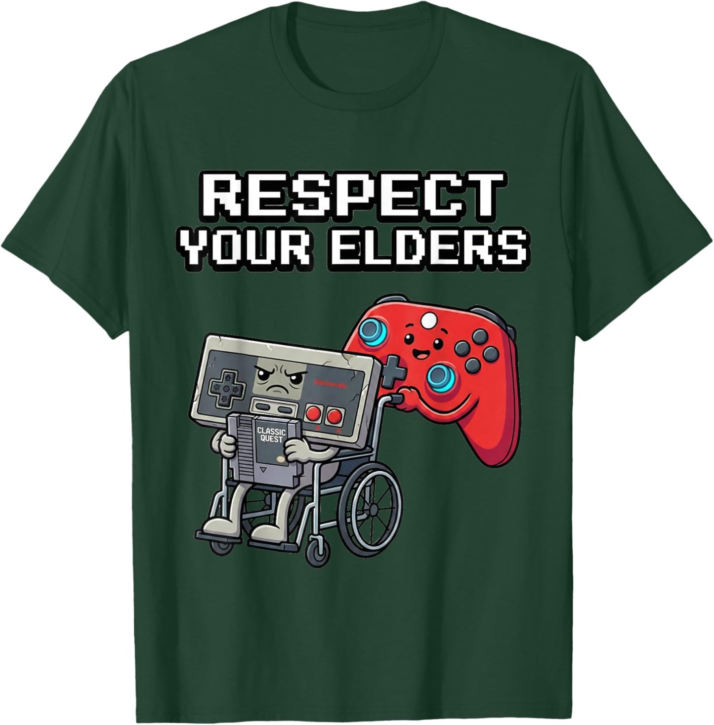 Respect Your Elders Retro Gaming Funny Gamer Controller 80s T-Shirt - T-Shirt | Forest