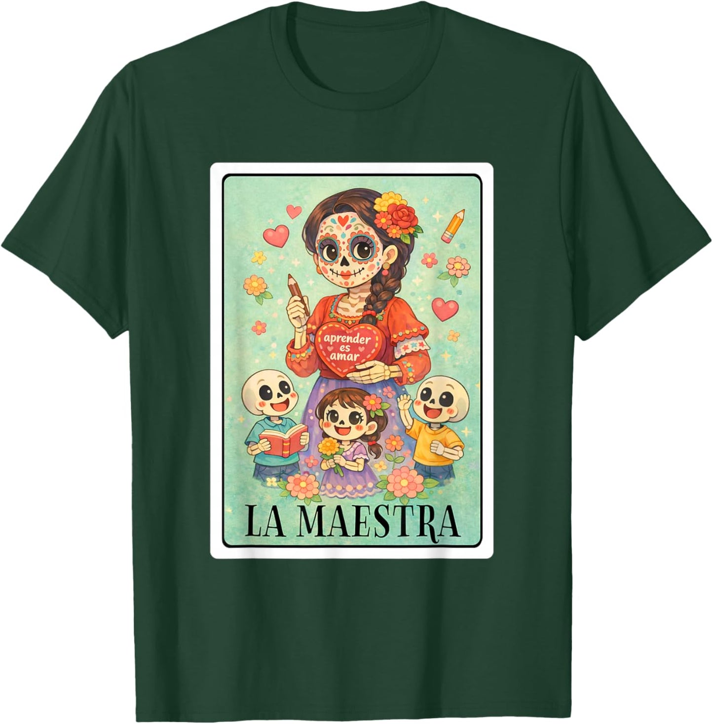 Spanish Teacher Latina La Maestra Chicana Mexican Bingo Card T-Shirt - T-Shirt | Forest