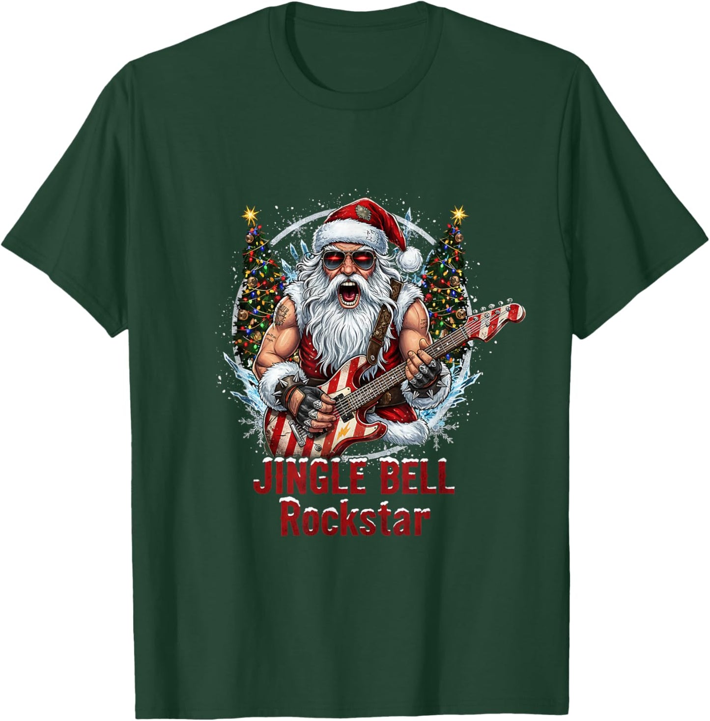 Christmas Vibe Retro Rockin Santa Jingle Bell Rock T-Shirt - T-Shirt | Forest