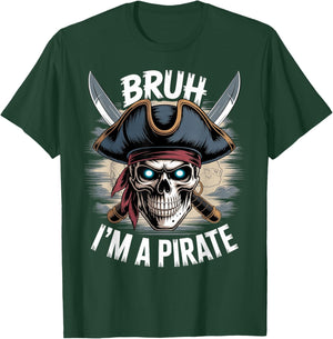 Bruh I'm A Pirate Boys Kid Funny Pirate Costume Halloween T-Shirt - T-Shirt | Forest