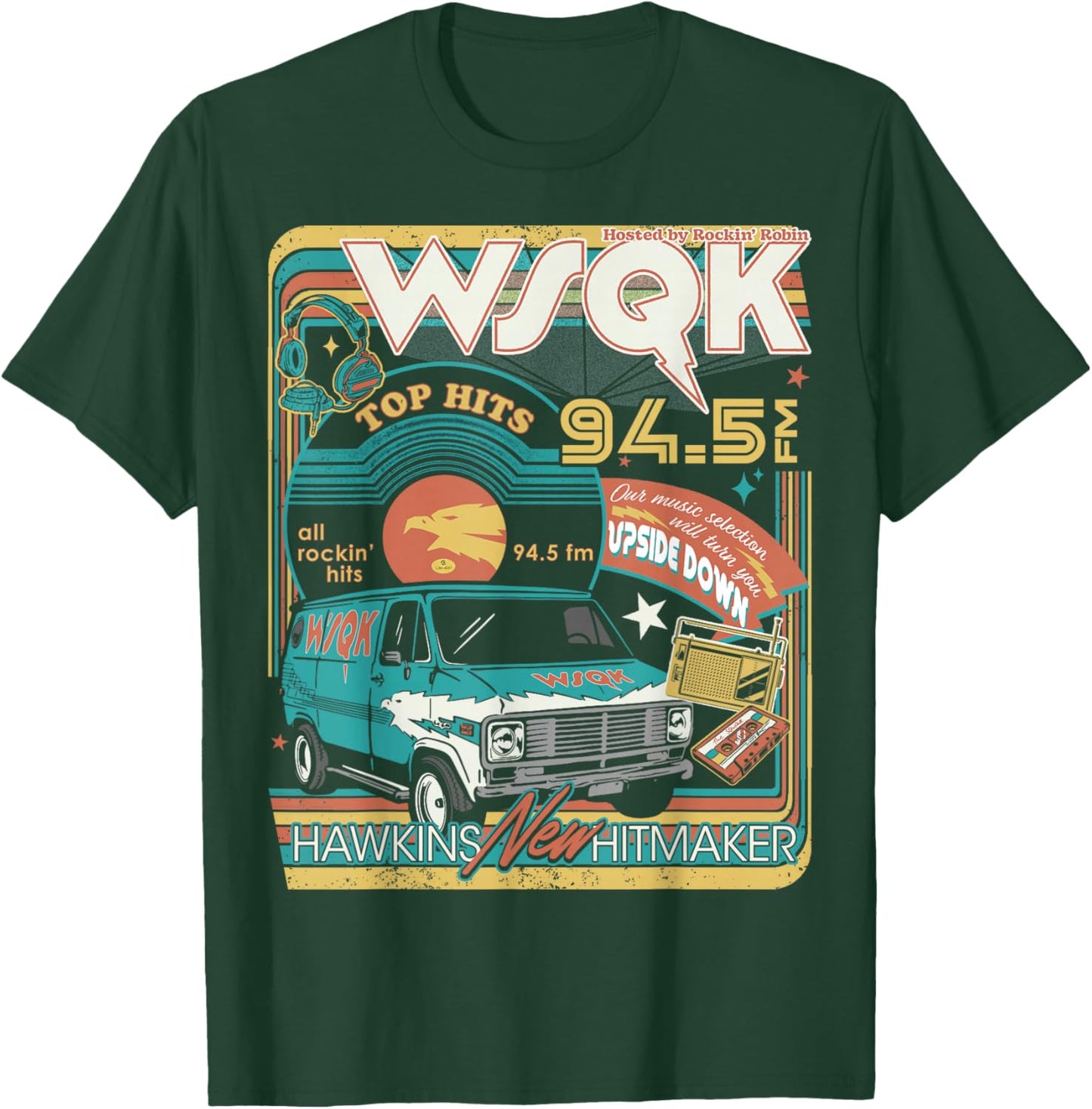 Stranger Things Season 5 WSQK Hawkins New Hitmaker Retro T-Shirt - T-Shirt | Forest
