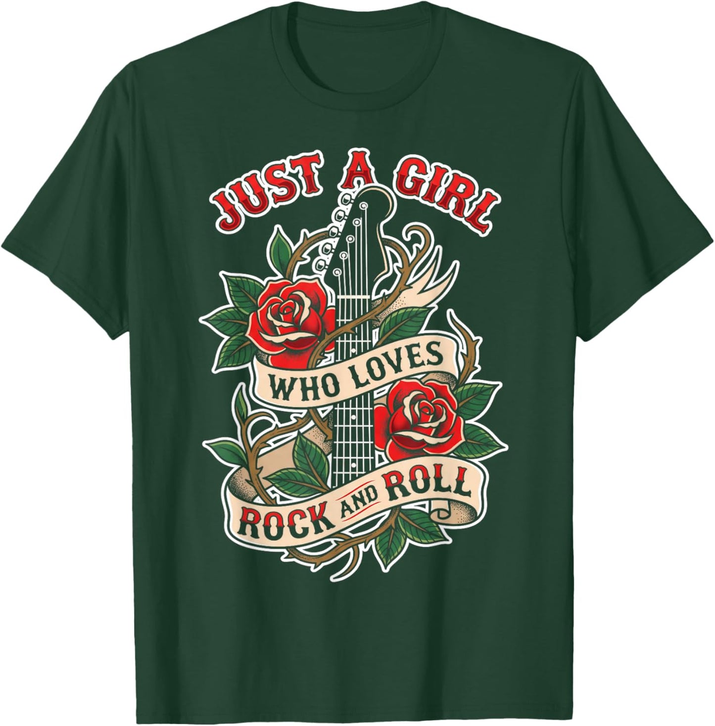 Rock n Roll Just a Girl Who Loves Rock and Roll Music Fan T-Shirt - T-Shirt | Forest