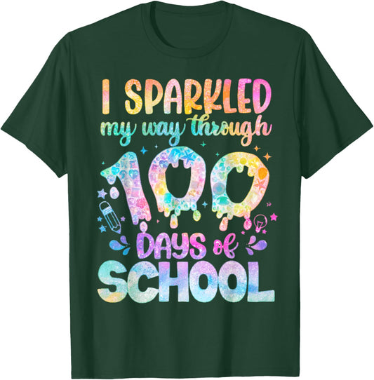 I Sparkled My Way Through 100 Days of School 100th Day T-Shirt - T-Shirt | Forest