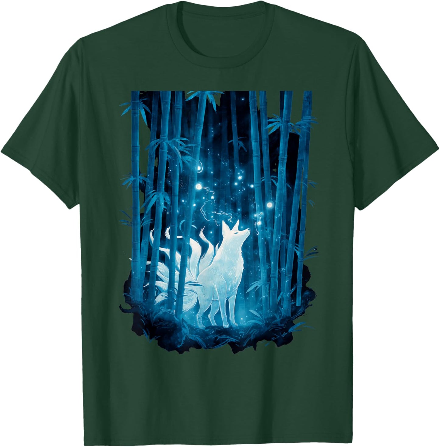 Japanese Kitsune Fox Spirit Bamboo Forest Legendary T-Shirt - T-Shirt | Forest