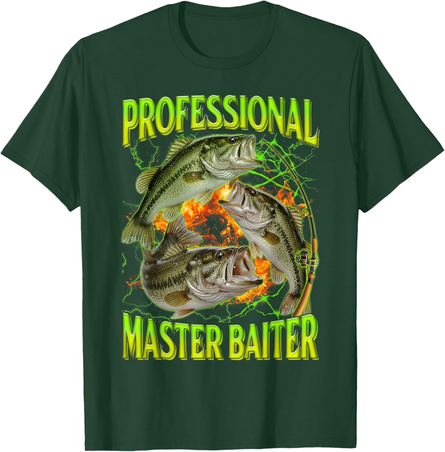 Professional Master Baiter Funny Fishing Meme Bootleg Humor T-Shirt - T-Shirt | Forest