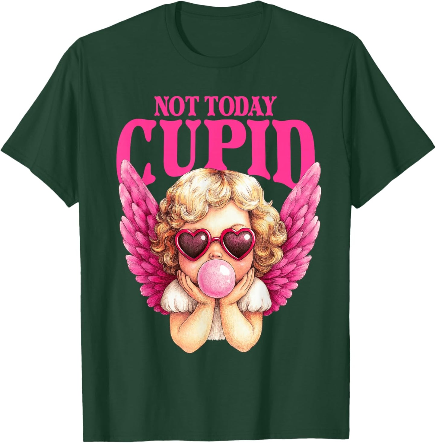 Vintage Cupid Blowing Bubble Gum Heart Sunglasses Valentines T-Shirt - T-Shirt | Forest