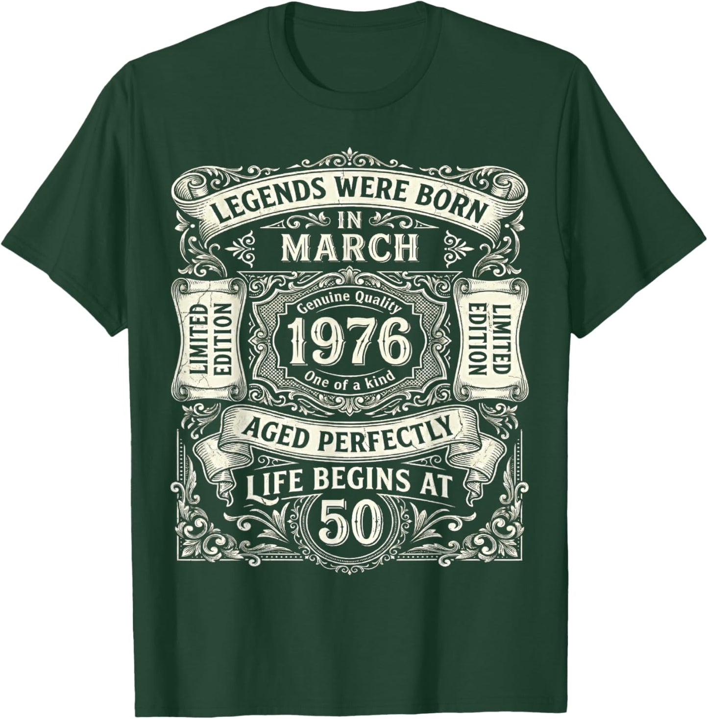 Legends Born in March 1976 50th Birthday 50 Years Old T-Shirt - T-Shirt | Forest