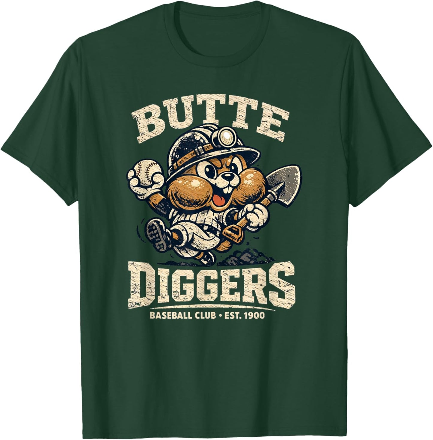 Vintage Baseball | Funny | Butte Diggers | Baseball Club T-Shirt - T-Shirt | Forest