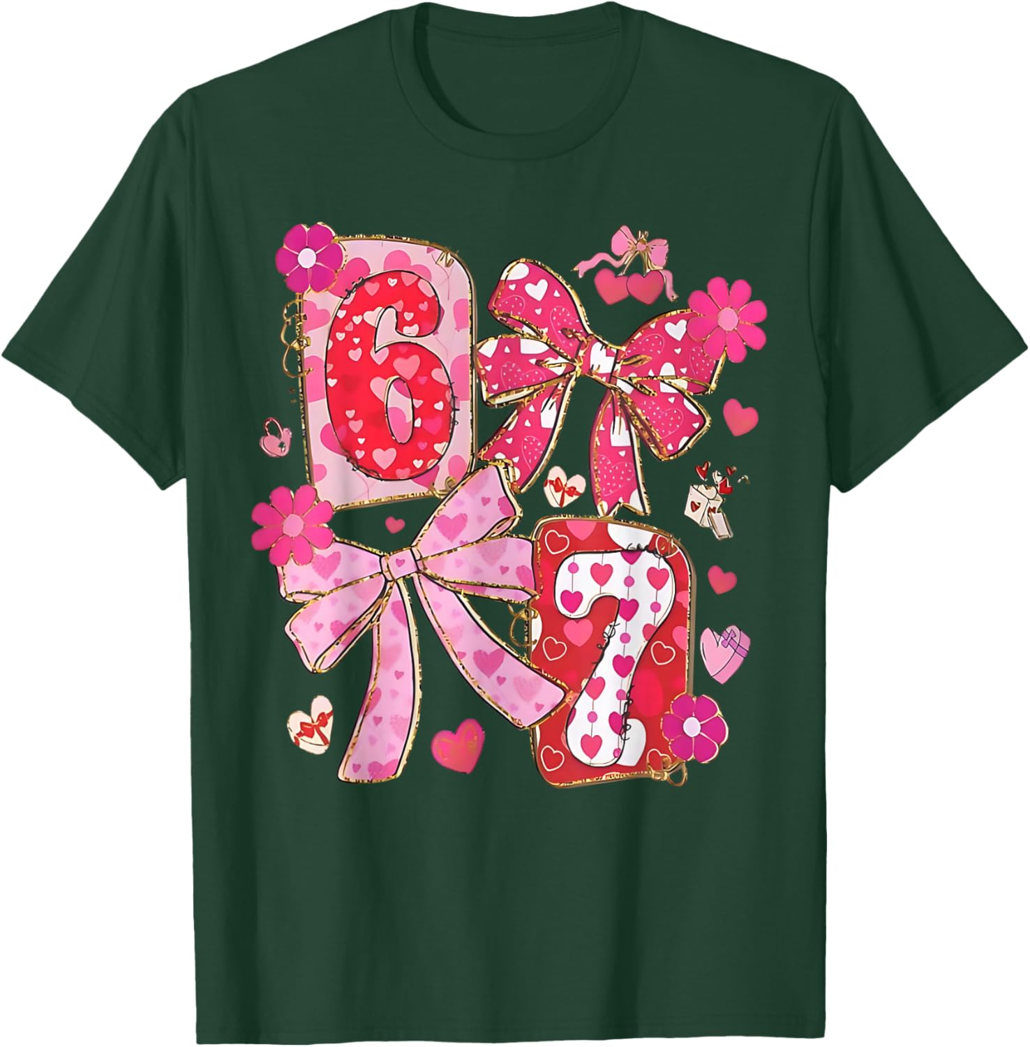 Coquette Six Seven Funny 67 Meme 6 7 Valentine Women Girls T-Shirt - T-Shirt | Forest
