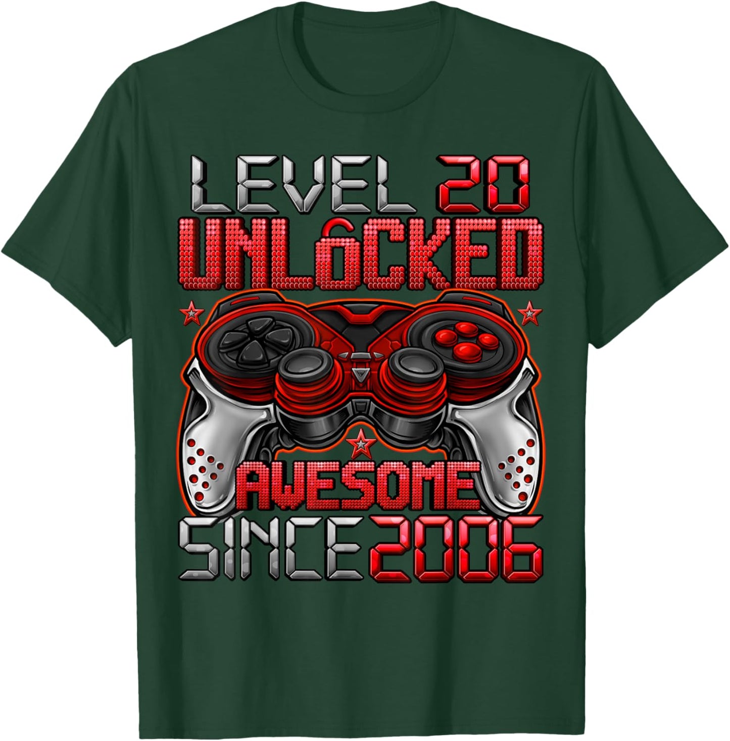 Level 20 Unlocked 20 Year Old Gifts Boys 20th Birthday Boy T-Shirt - T-Shirt | Forest
