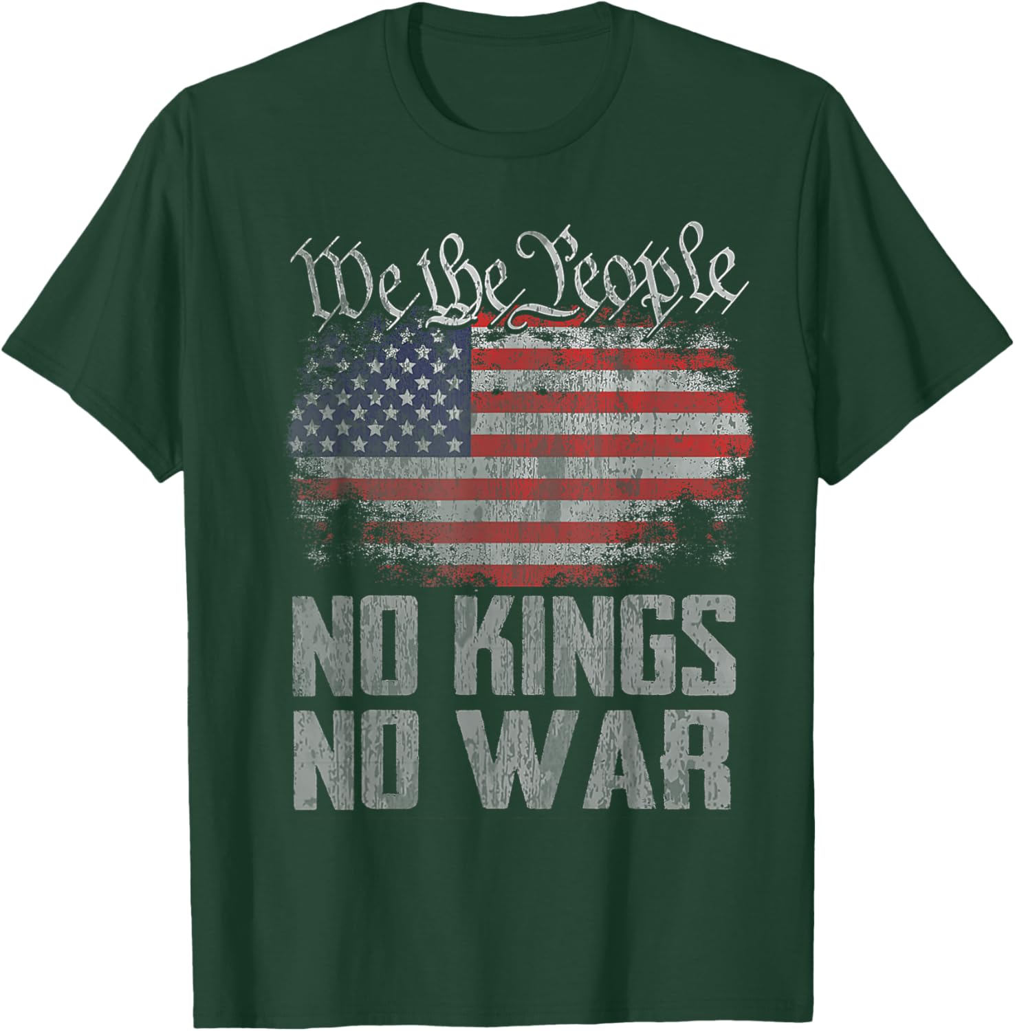 No Kings in America US Flag Vintage No War T-Shirt - T-Shirt | Forest