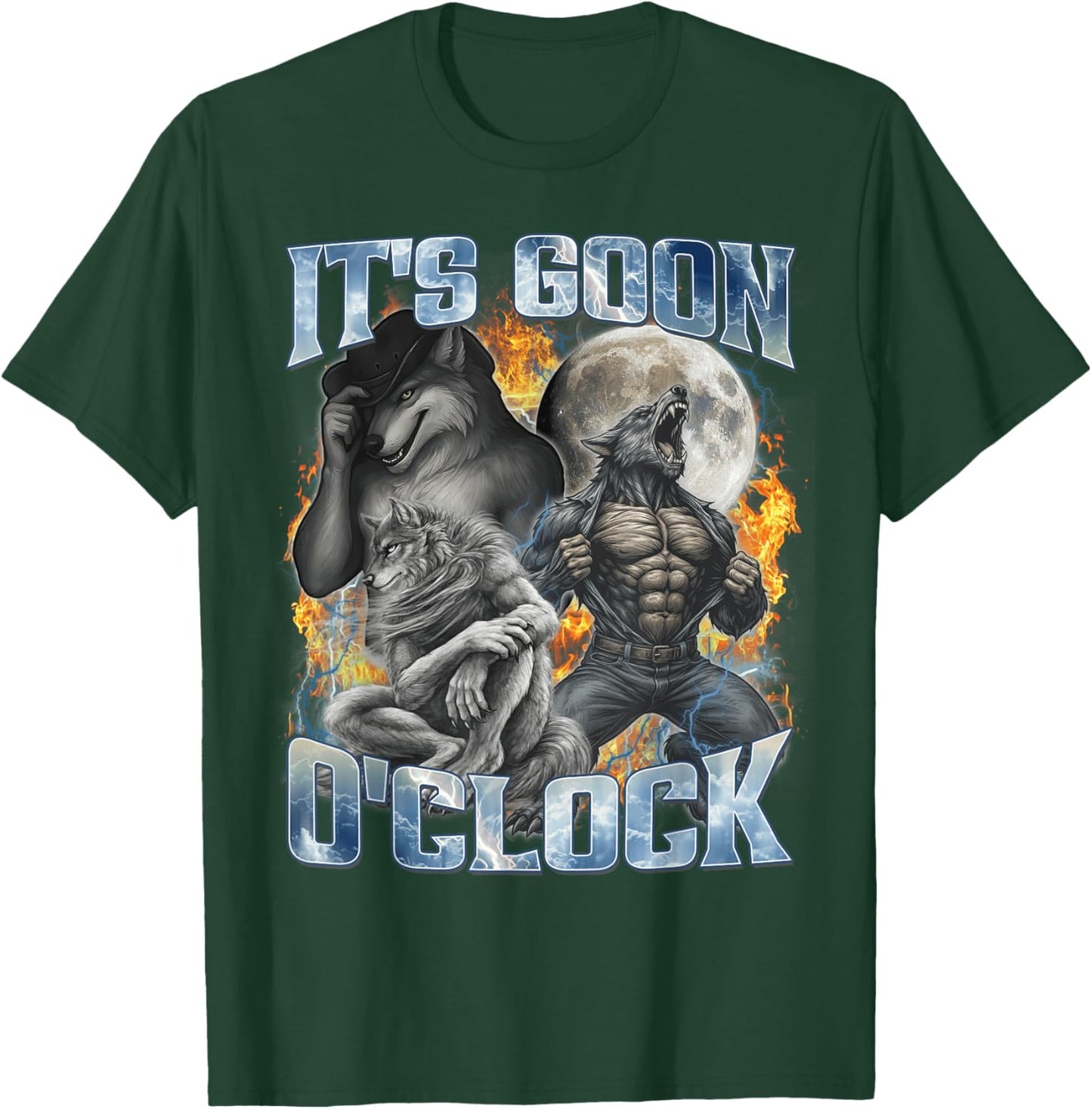 It's Goon O'clock Cool Funny Alpha Wolf Werewolf Meme Gifts T-Shirt - T-Shirt | Forest