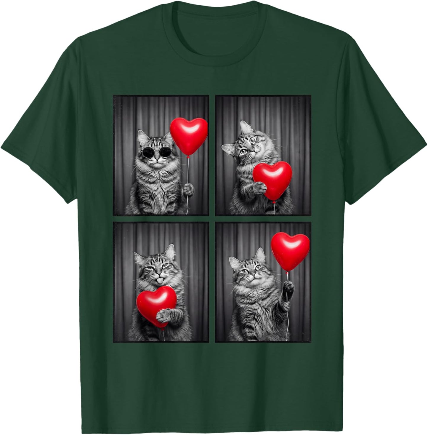 Funny Cat Photobooth Kitten Lover Design Valentines T-Shirt - T-Shirt | Forest