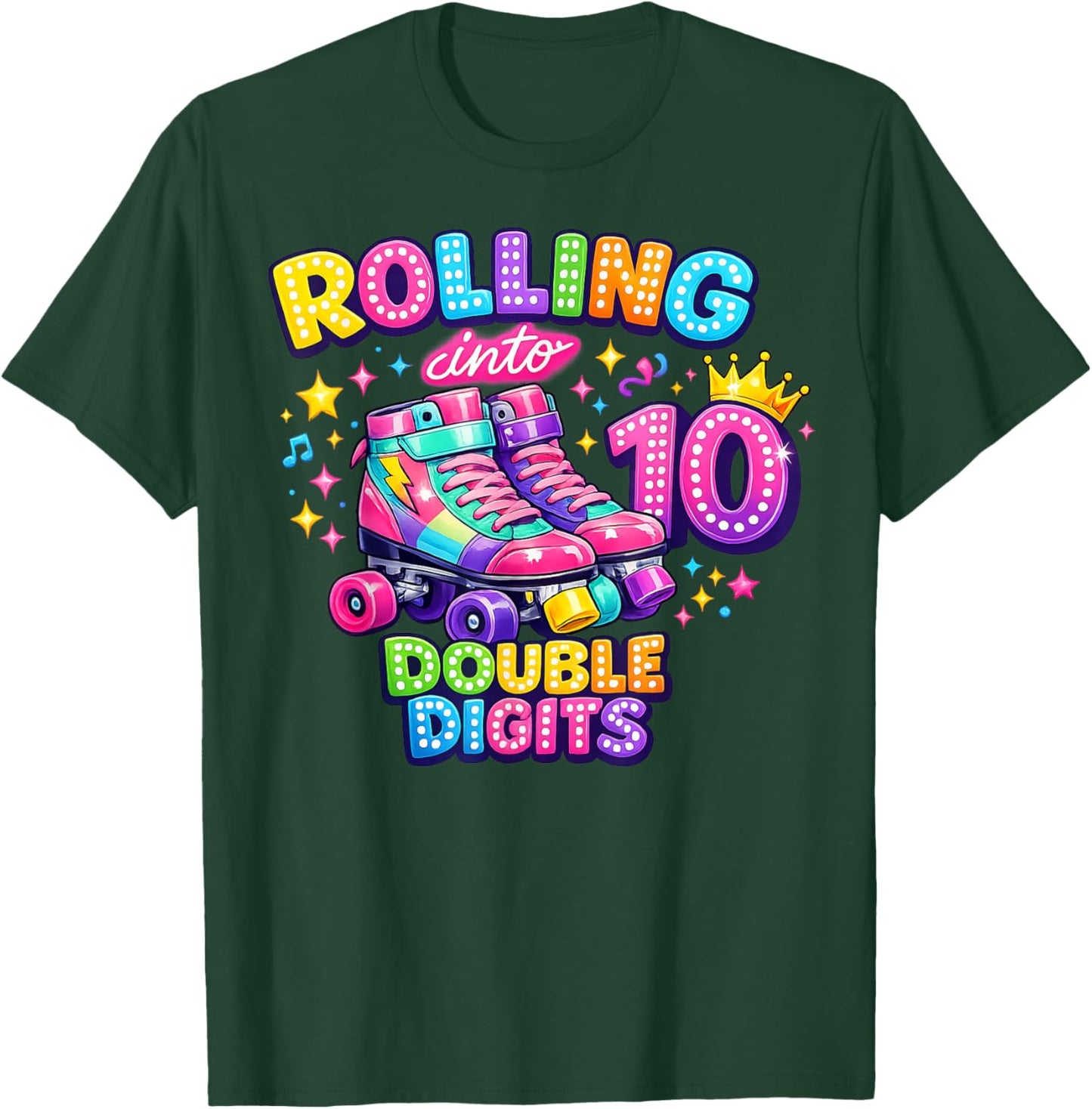 Rolling Into 10 Double Digits 10th Birthday Girl Roller T-Shirt - T-Shirt | Forest