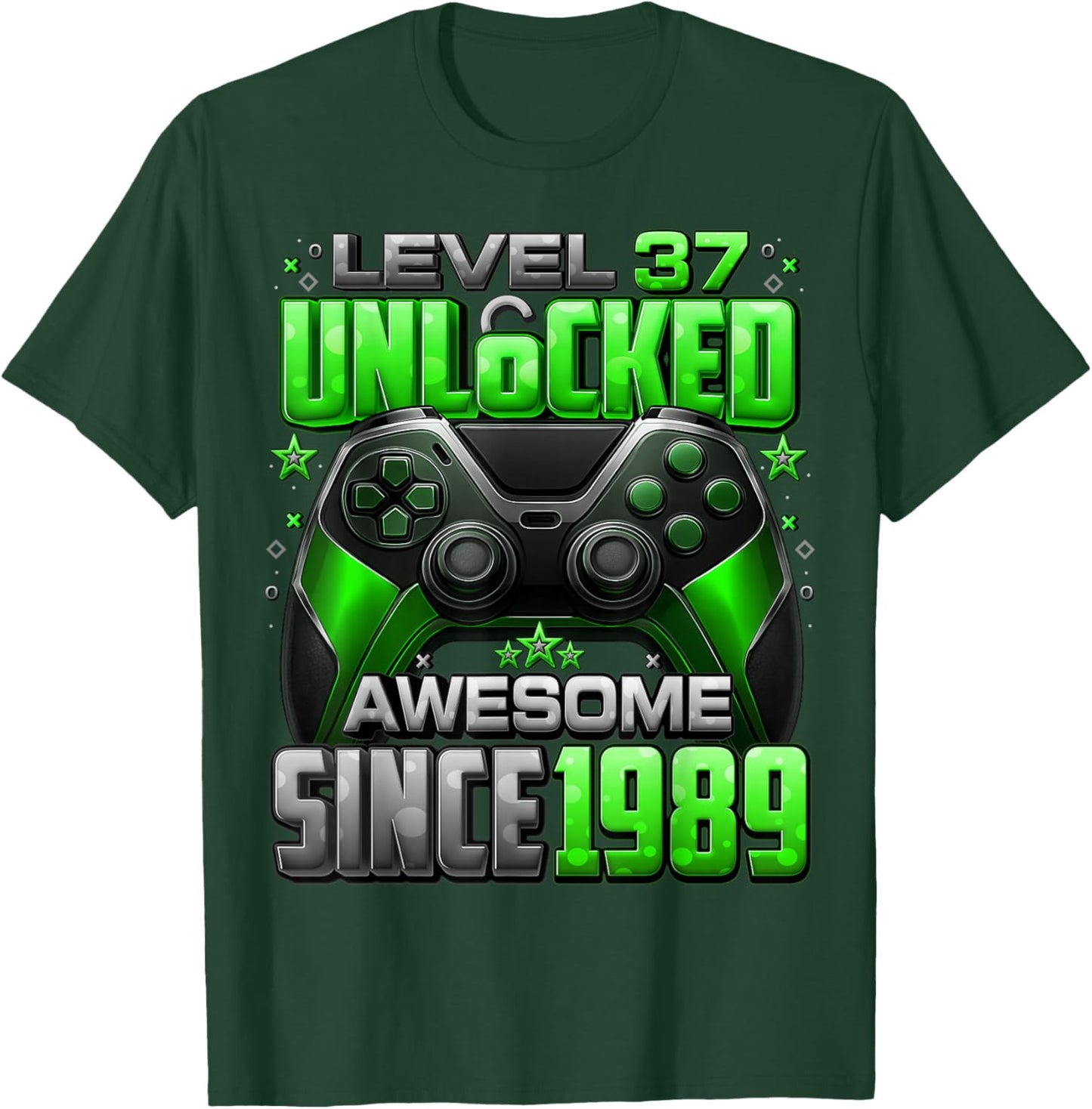 Level 37 Unlocked Awesome Since 1989 37th Birthday Gaming T-Shirt - T-Shirt | Forest