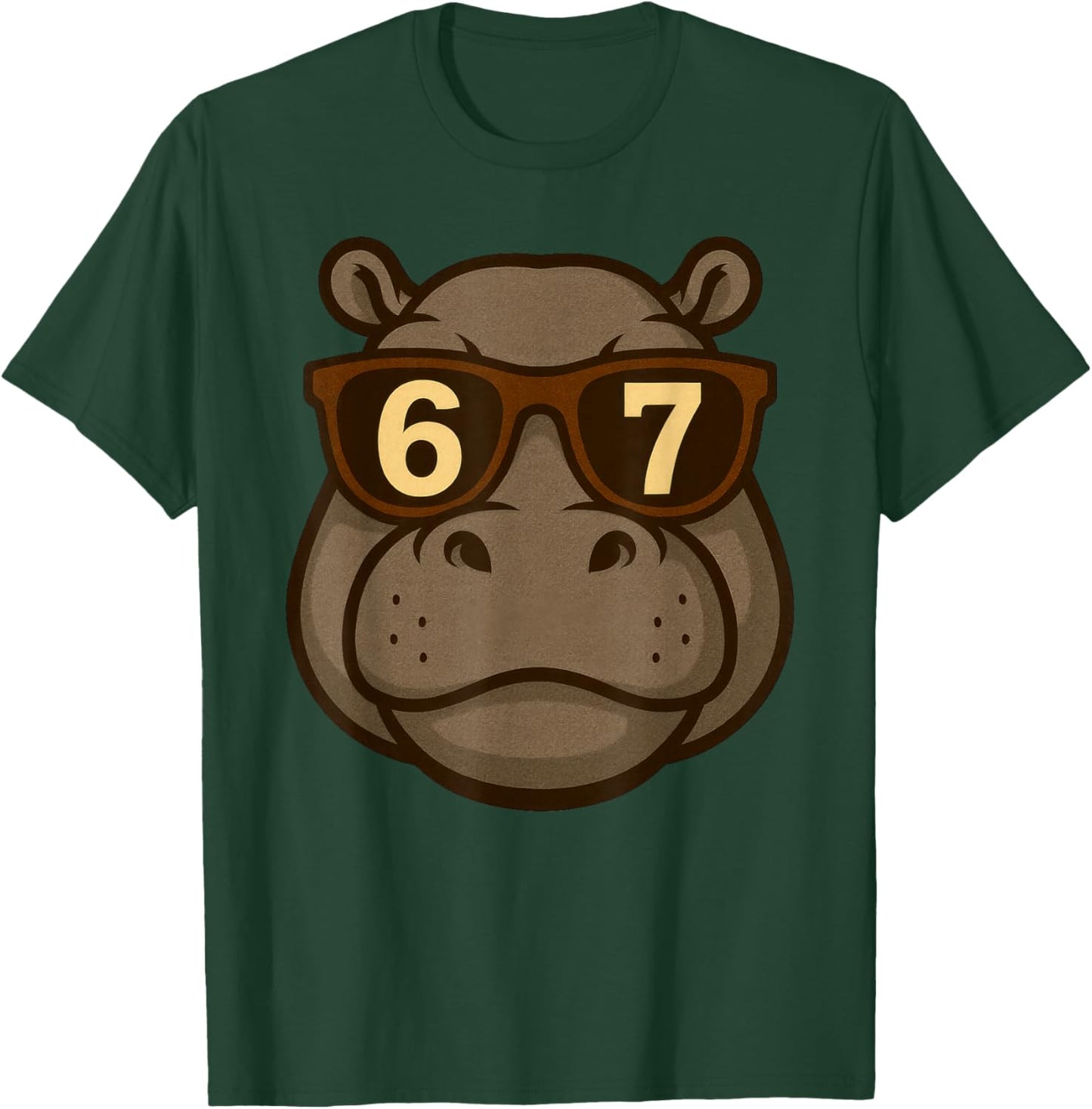 Funny Hippopotamus Hippo Sunglasses 67 Six Seven Meme T-Shirt - T-Shirt | Forest