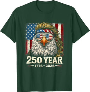 250 Years 1776 2026 250th Vintage Eagle 4th July Patriotic T-Shirt - T-Shirt | Forest